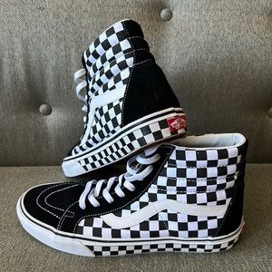 Vans Sk8-Hi Reissue Black/White Checkered Checkerboard High Tops